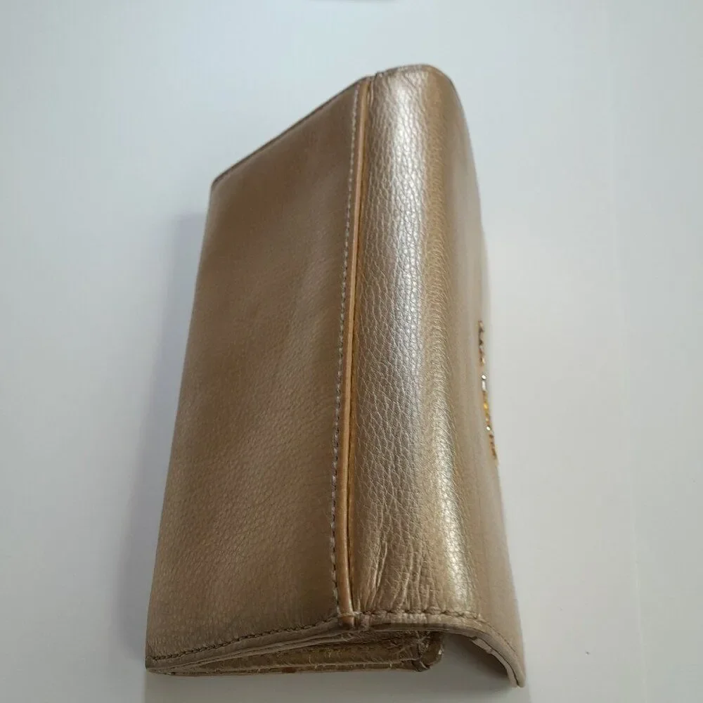 MICHAEL KORS JET SET TRAVEL LARGE ACCORDION WALLET GOLD